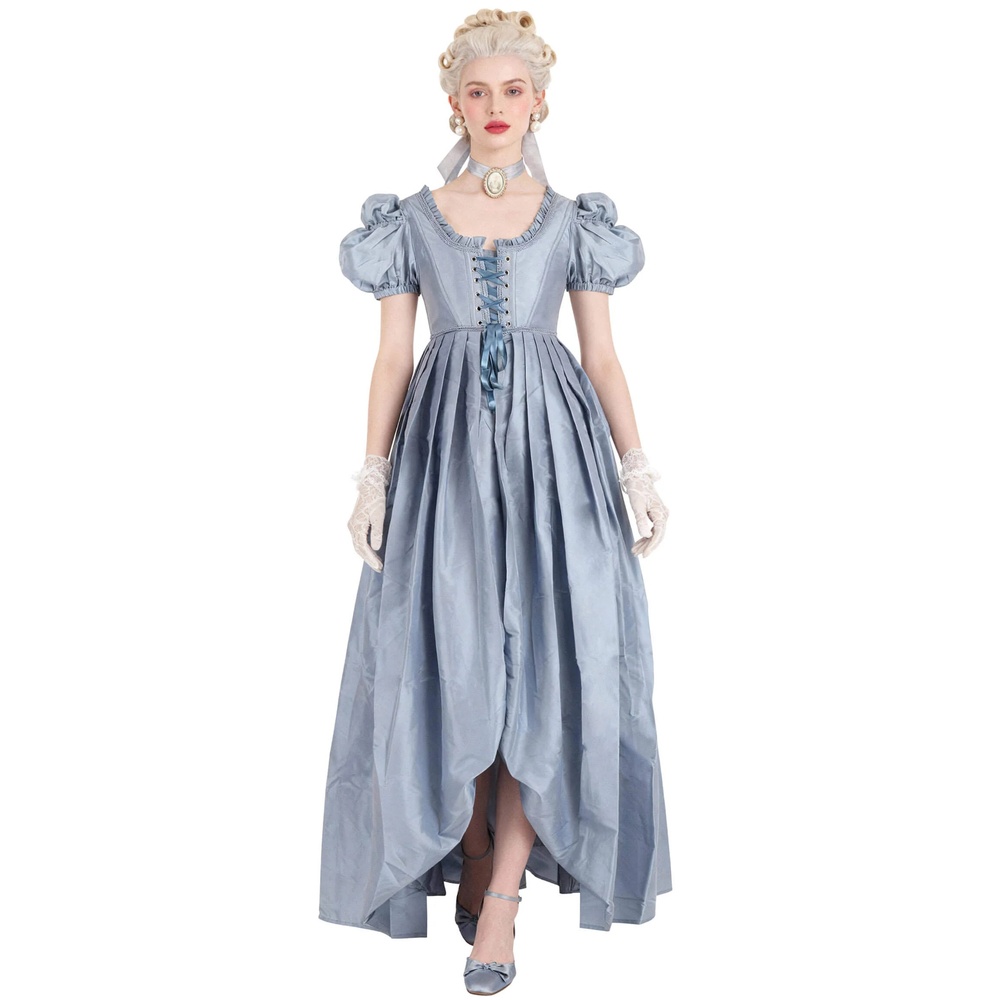 Attitude Corsets - Midori Rococo Overbust Guinevere Langes Korsett Kleid - Blau